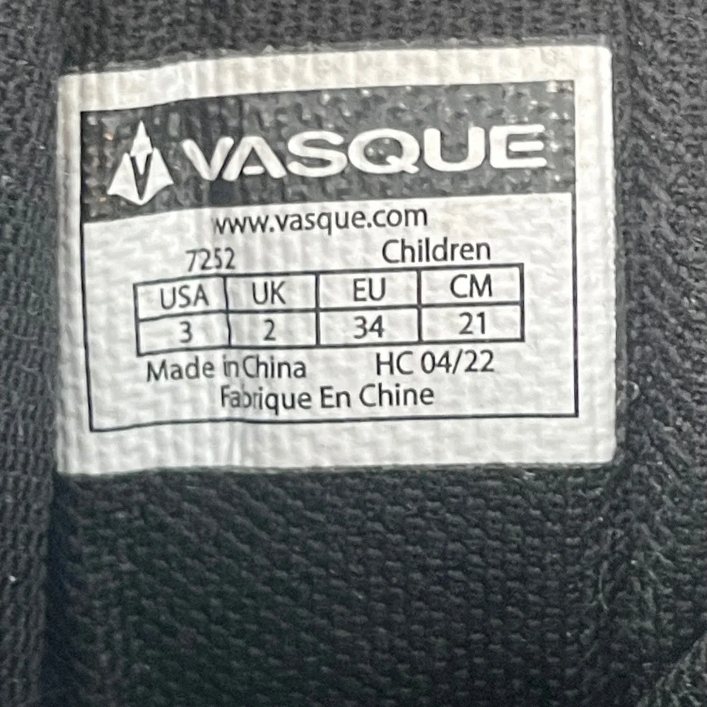 Vasque Breeze Kids Size 3 Grey Teal Waterproof Mid Top Outdoor‎ Boots Shoes